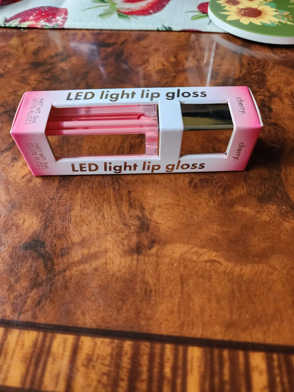 💋LED Light Lip Gloss Cherry | Mirror & Light Applicator | Hydrating Gloss
